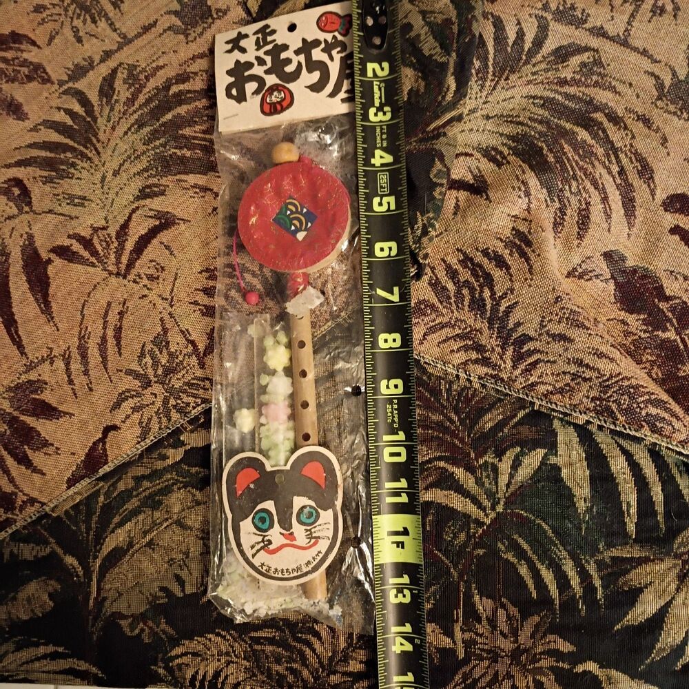 Vintage Japanese FolkToy Den-Den Daiko Drum Flute Candy Konpeito Showa Retro NOS